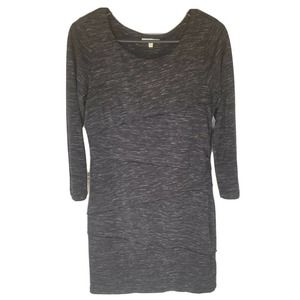 Mystree Dress Sz S Gray Black Layered Tiered Heathered Long Sleeve Anthropologie